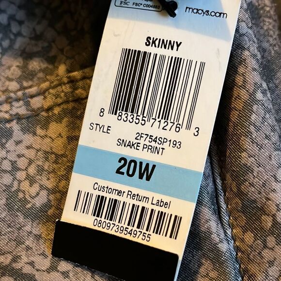 INC‎ International Concepts Womens Snake Print Skinny Jeans Size 20W NWT - Picture 3 of 6